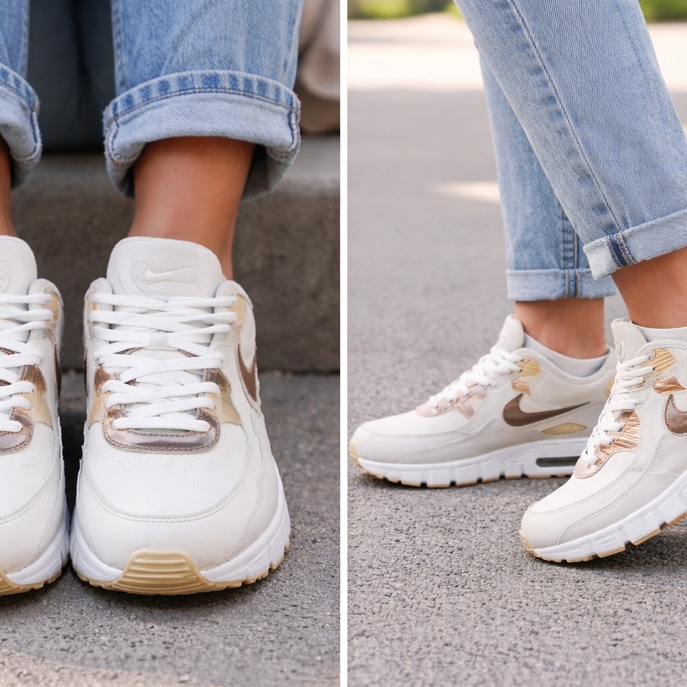 Nike Women's White and Tan Sneakers